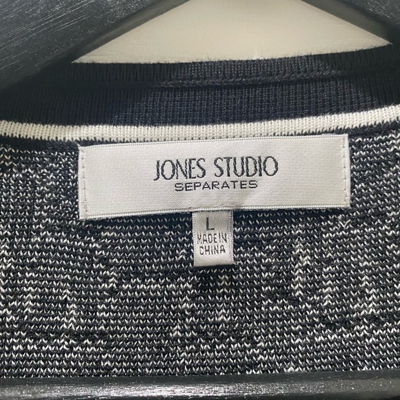 Jones Studio 3/4 Sleeve Black and White Cardigan, L - Picture 6 of 6